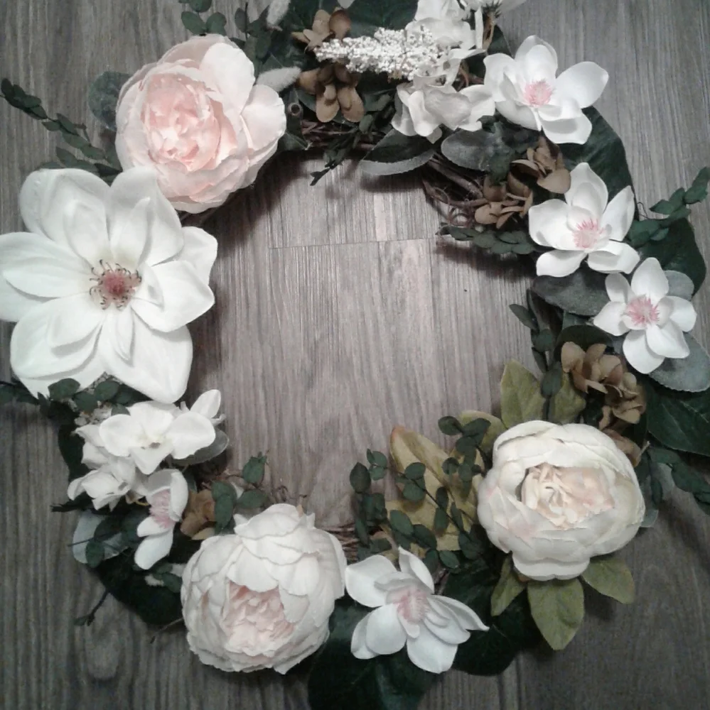Magnolias Wreath Hand Crafted Custom Final Sale